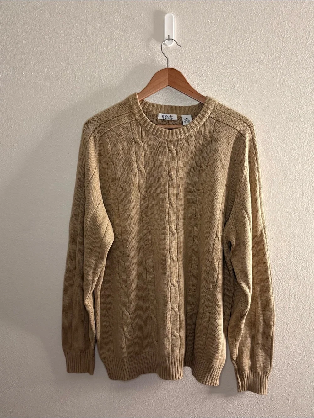 Classic Cable Knit Men's Sweater - Tan